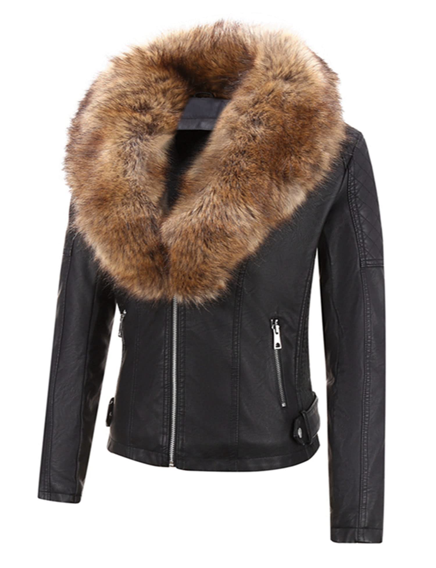Geschallino Cappotto da Donna in Finta Pelle Scamosciata Giacca con Cappuccio Inverno Caldo Cappotto Foderato in Pile Cappotto