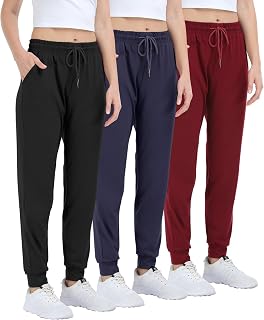 Womens Joggers with Pockets,Women Sweatpants for Loung Yoga Workout Running Casual Pants 3PACK