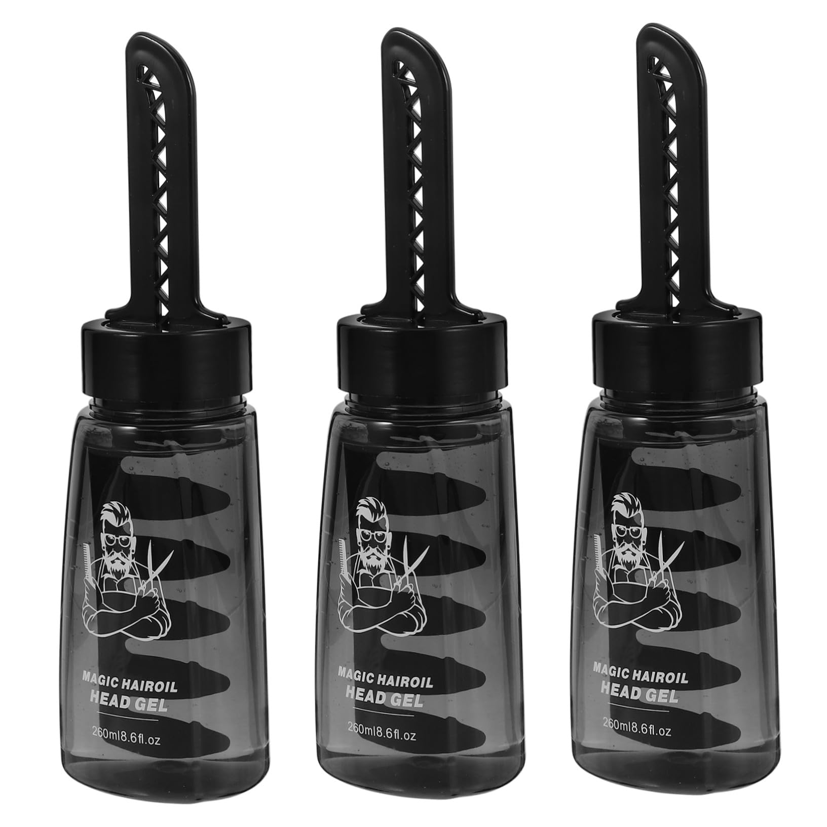 VICASKY 3 Stück Nachfüllbare Haarstyling Gel Flaschen mit Kamm Applikator für Männer Kunststoff 260 ml Portabel für Styling Zuhause