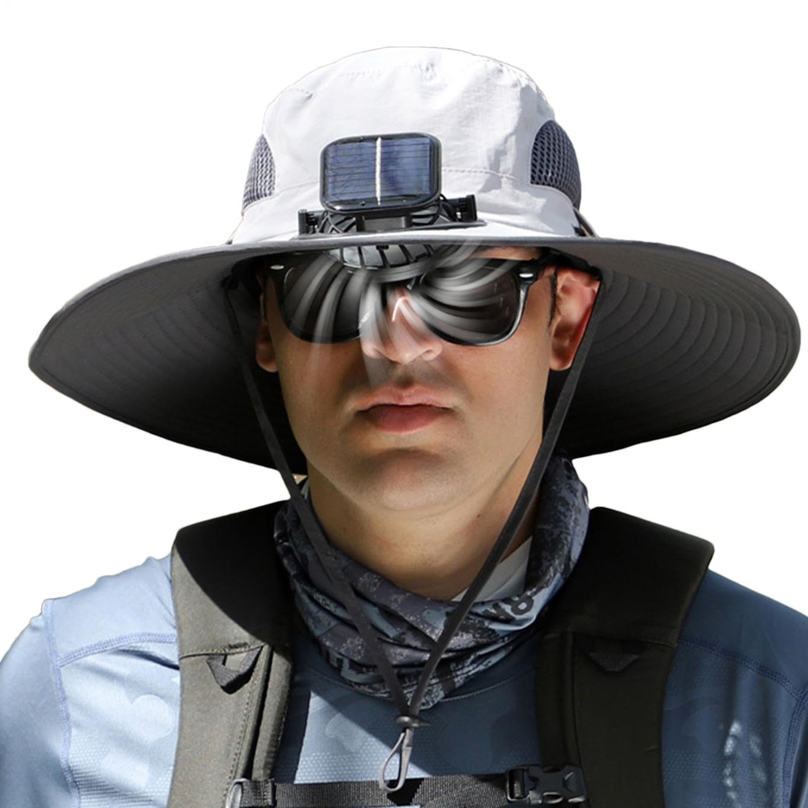 Cappello da sole con ventilatore solare, cappello a tesa larga | Ventilatore solare per esterni, cappello da pesca per viaggi all'aperto, campeggio, alpinismo, giardinaggio, golf
