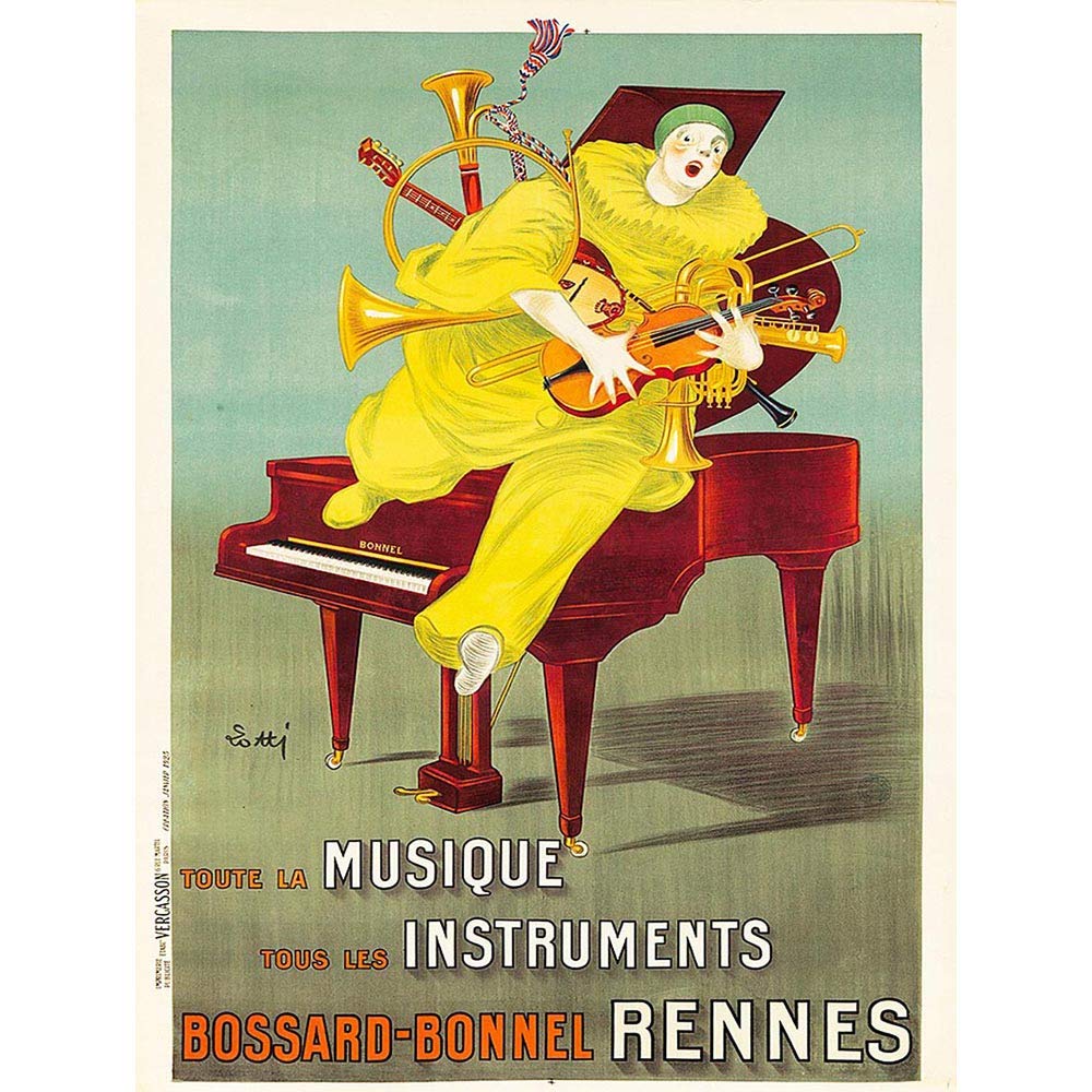 Wee Blue Coo Advert Music Instrument Bossard Bonnel Clown Piano Rennes France Art Print Poster Wall Decor 12X16 Inch