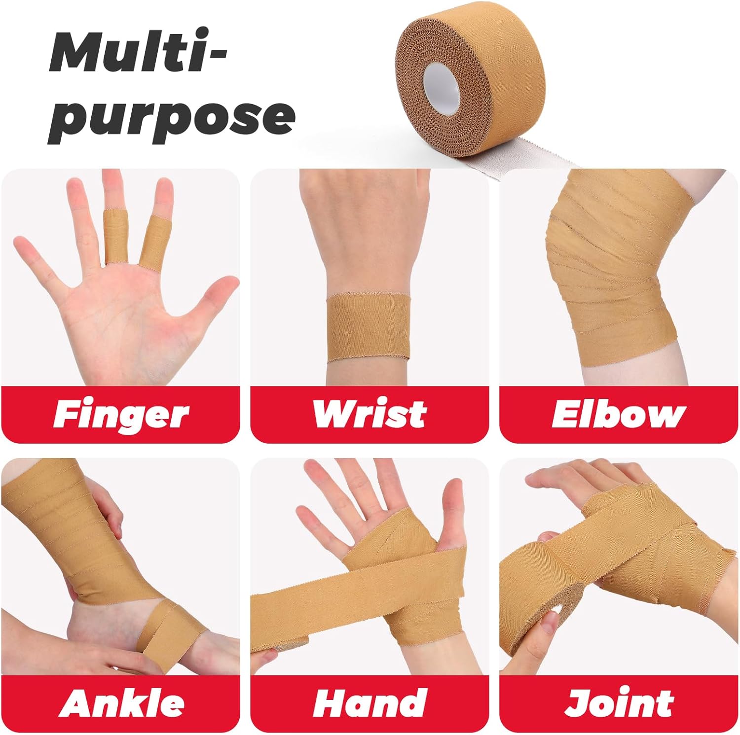 4 Roll P Sports Tape 1.5'' x 60 Yard Pt Strapping Porous Rigid Sports Cover Roll Stretch Zinc Oxide High Adhesive Rigid Tape for Sprains Strains Hand Hiking Climbing Sport Injuries Blister Prevention