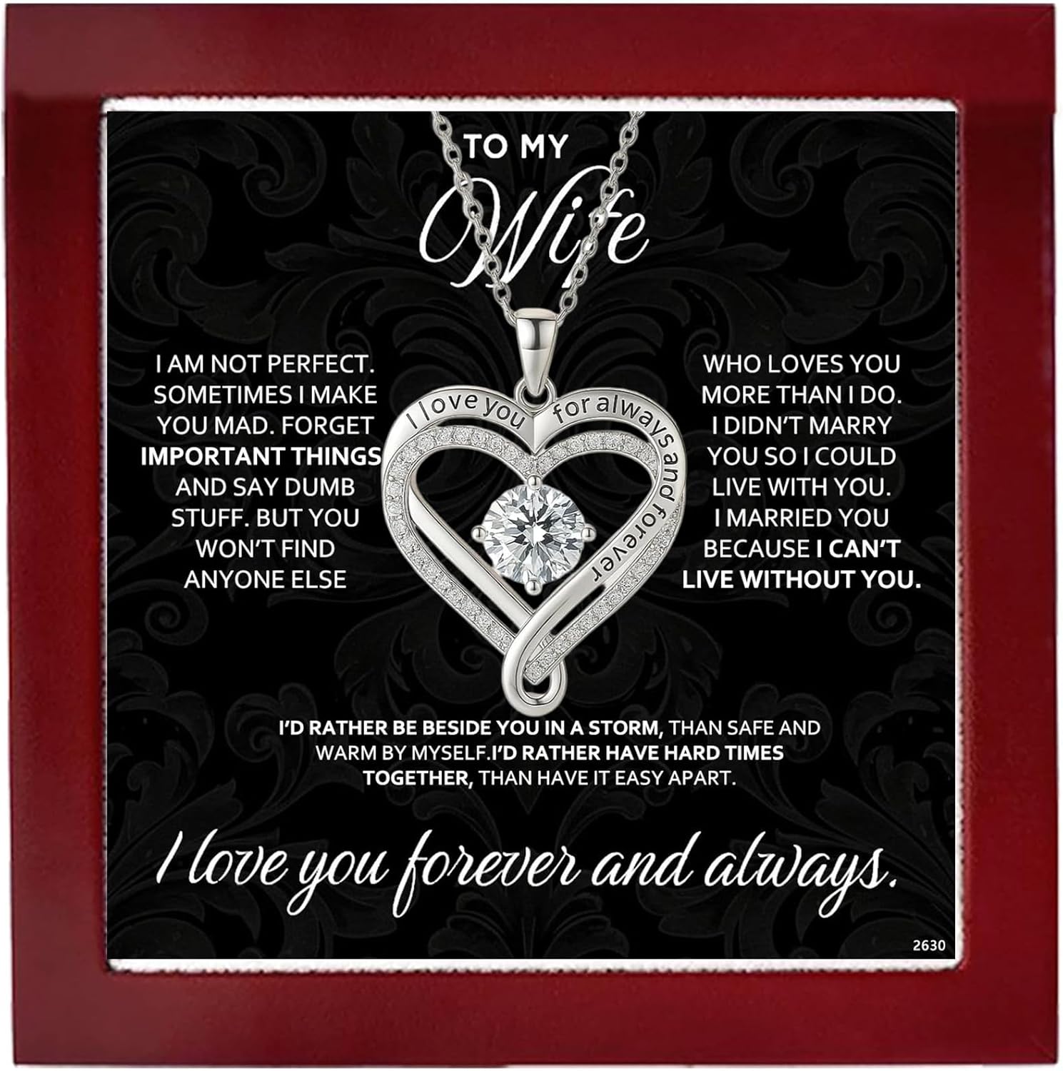 ziella Jewelry Forever Love Heart Necklaces for Wife,I Love You Necklace Valentine's Day Anniversary Birthday Jewerly Pendant Gifts for Women