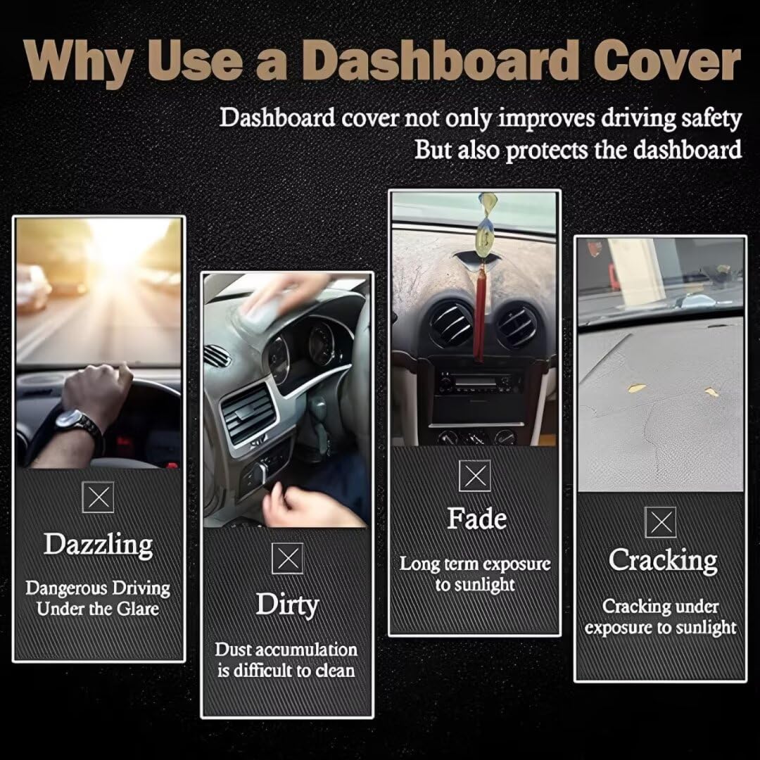 générique Cuir de Haute qualité Protection Tableau de Bord Compatible avec LR Freelander 2，Tableau de Bord-Protection Solaire