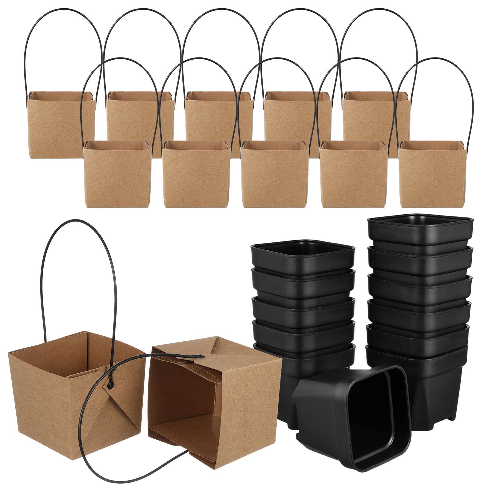 Kraftpapier Blumenübertöpfe 12 Stück mit Löchern
