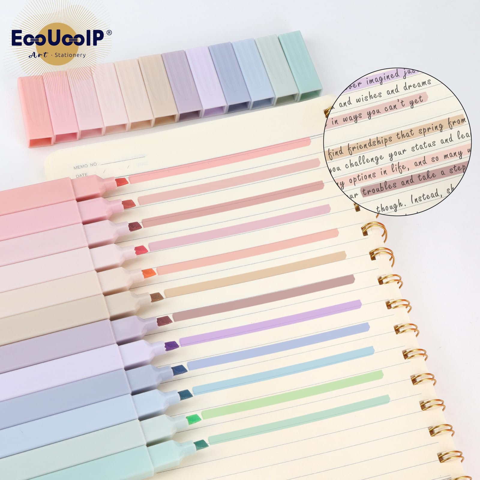 EooUooIP Pastell Textmarker 12er Set - Doppelspitzig Für Bullet Journal