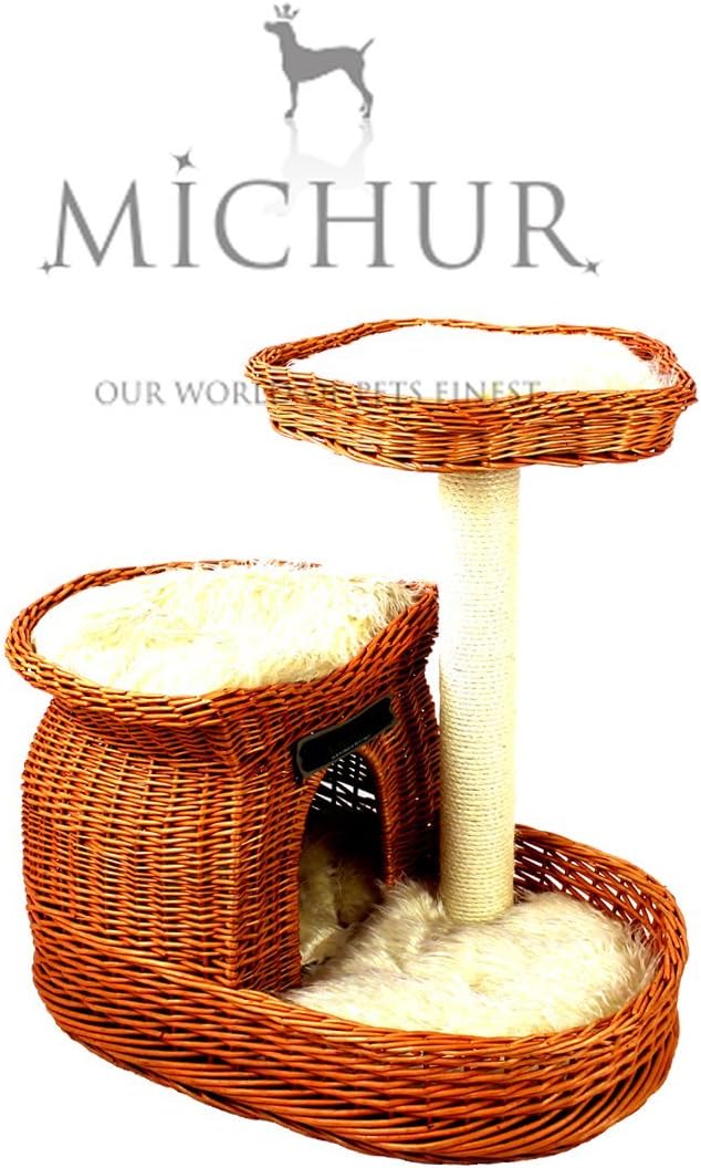 MICHUR Nemo dog bed cat bed dog basket cat basket of willow cat tree dog cave cat cave dog basket rattan, willow, COGNAC, BROWN, BEIGE