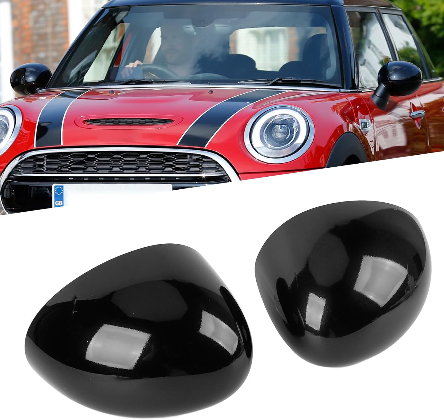 Driver and Passenger Side Mirror Cover, 51167401229 Stylish Exterior Rearview Side Mirror Cap for F54 F55 F56 F57 F60 Pre LCI 2014 to 2019, Protection Covers (Glossy Black)