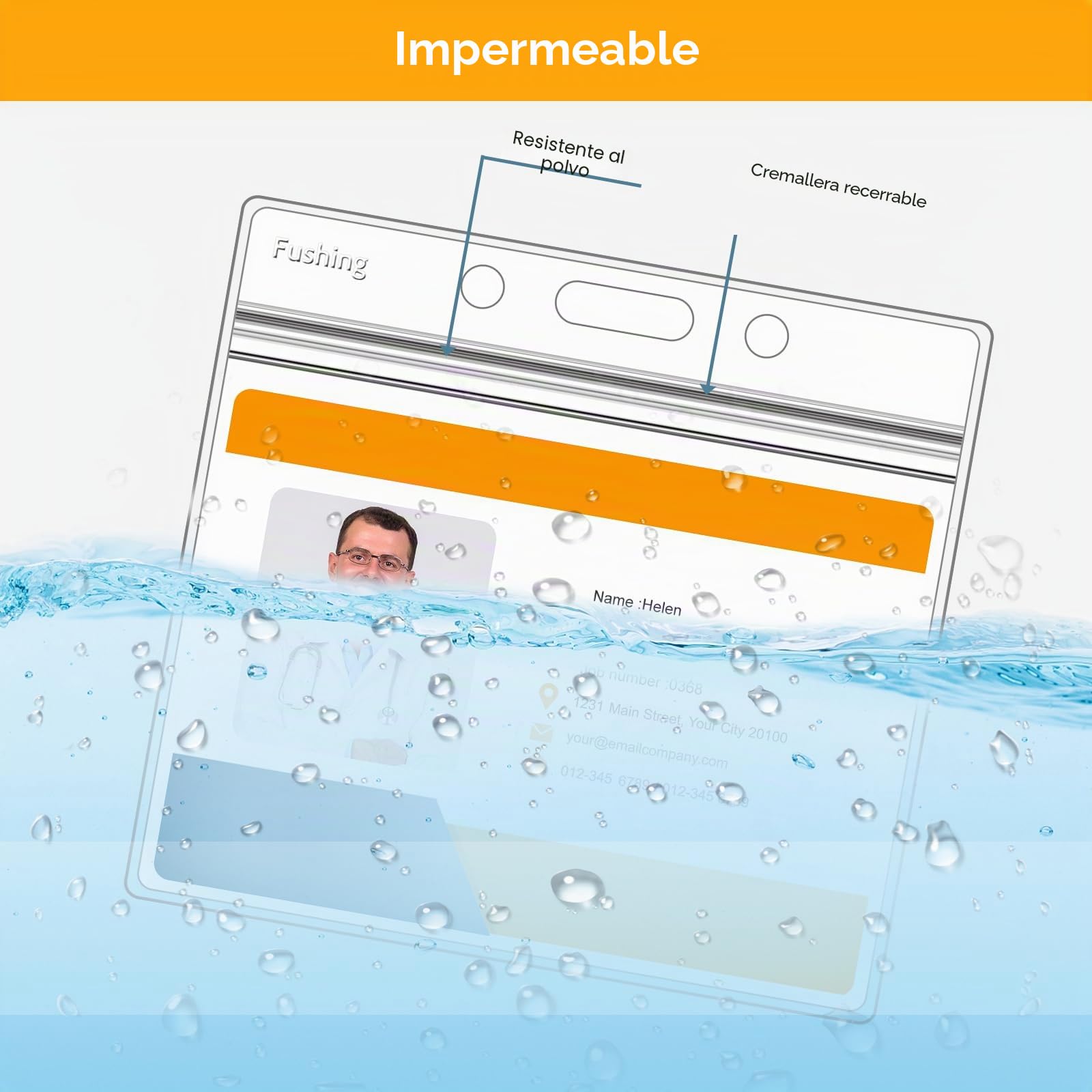 Fushing 50 Piezas Funda de Tarjeta,Estuche Para Tarjetas de Identificación,Soportes para Tarjetas de Horizontal de Plástico Transparente con Cremalleras Impermeables y Resellables (100x85)