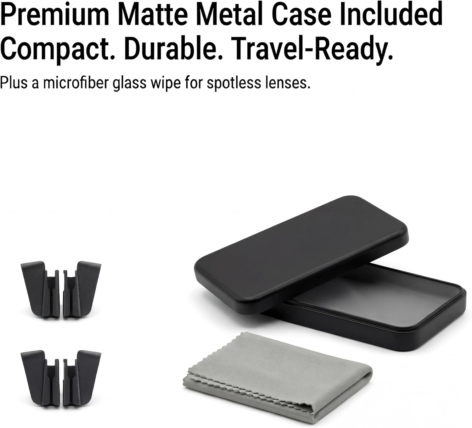2 Pairs Silicone Side Shields for Glasses | ONLY for Ray-Ban Meta&Oakley Meta HSTN Glasses | comes w/Metal Case+Glass Wipe