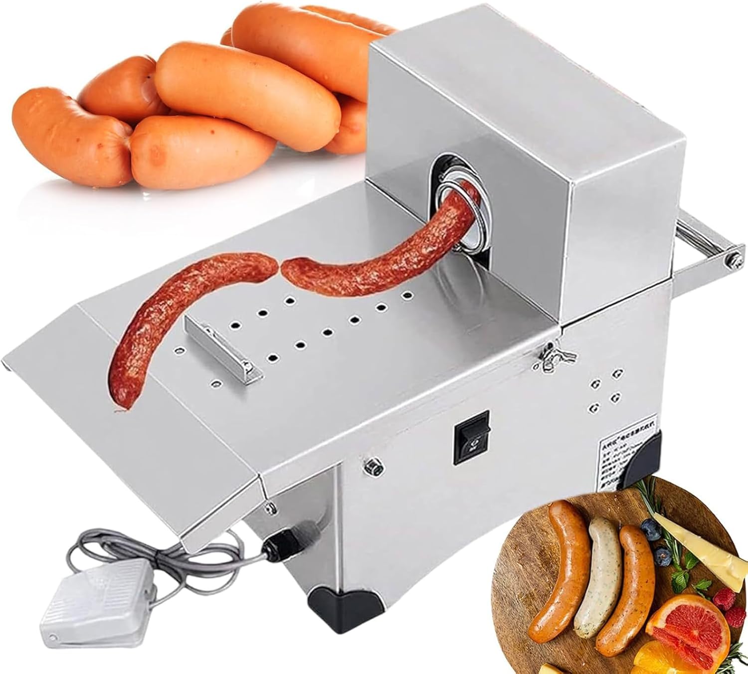 Automatic Sausage Tying Knotting Machine, Sausage Casings Binding Machine, Max Diameter 50mm, Adjustable length (0-24cm), for supermarkets, Butcher Shops,A