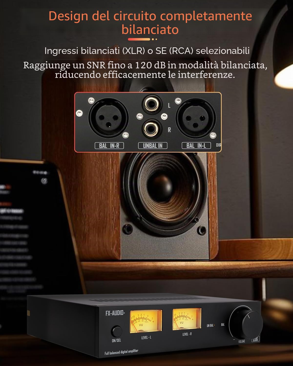 FX Audio L06 Amplificatore di potenza completamente simmetrico con VU-Meter - 500W + 500W Dual TPA3255 HiFi Classe D Stereo Amplificatore Digitale per Altoparlanti Passivi 2Ω-8Ω, Audio Domestico