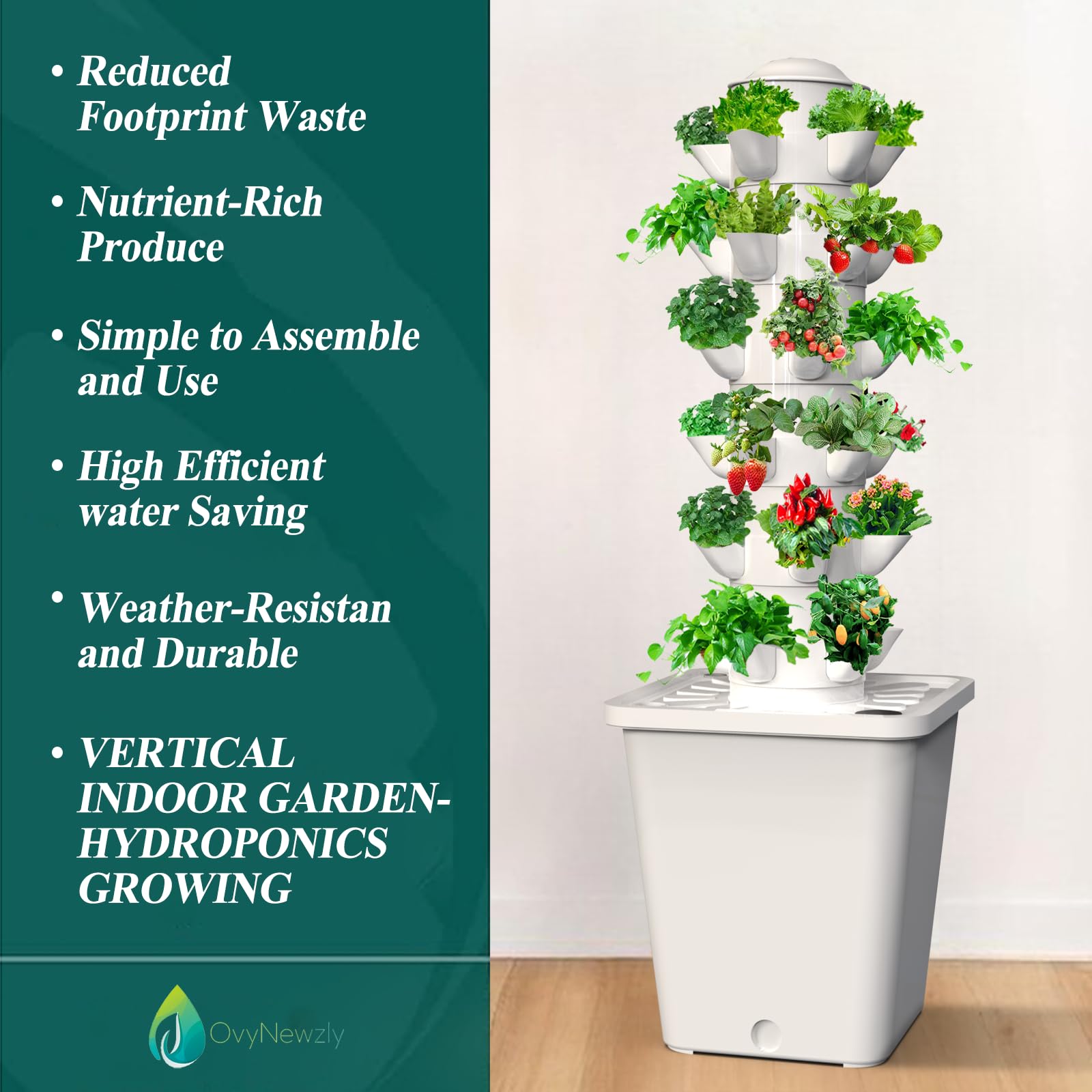 Système de culture hydroponique, pot vertical pour jardin intérieur, kit de germination hydroponique 30 plantes pour les amateurs de jardinage