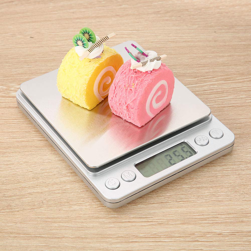 Digitale Küchenwaage, Briefwaage, Haushaltswaage, Feinwaage mit Tare-Funktion mit LCD-Display Edelstahl Plattform zum Messen von Lebensmittel Schmuck Küchenwaage(3kg/0.1g)