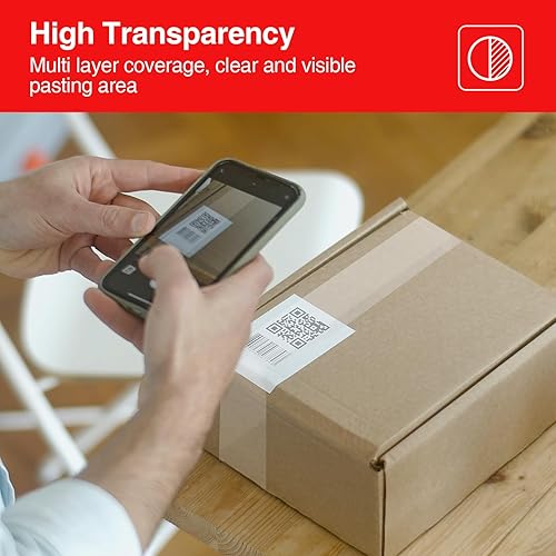 Miniatura 5 de Cinta de embalaje transparente resistente con dispensador, sin ruido, 6 rollos de cinta de embalaje de 1.88 pulgadas x 55 yardas, ultra fuerte,