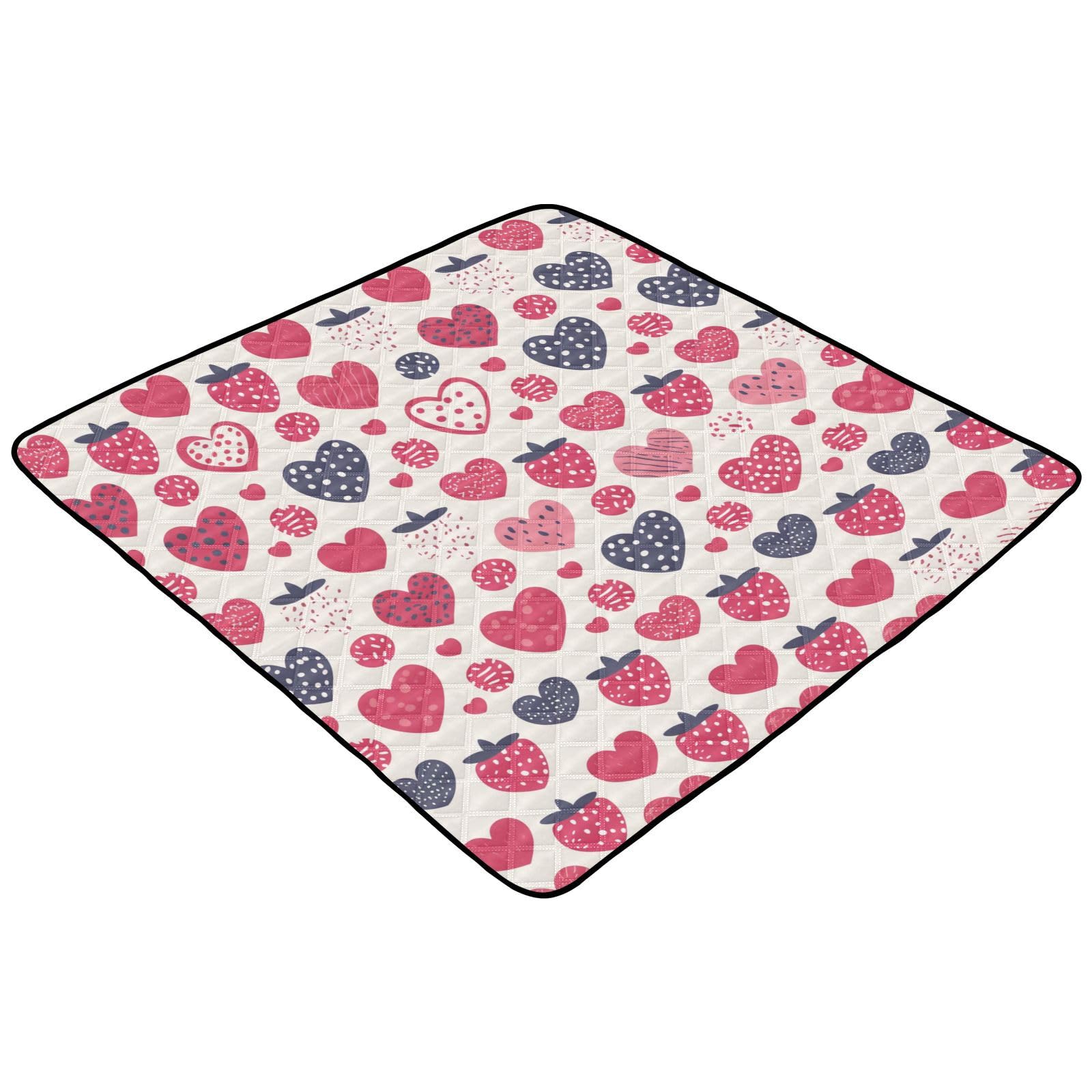Kigai Strawberry Baby Play Mat for Floor and Playpen 50x50 inch Non-Slip Baby Activity Playmat Waterproof Foldable Crawling Mat for Infants Toddlers