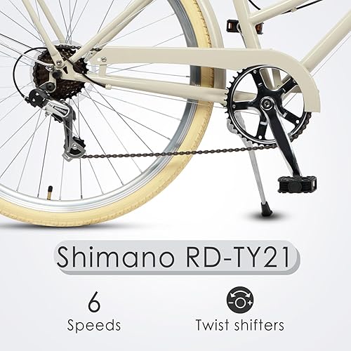 Miniatura 5 de AVASTA Vela - Bicicleta híbrida para mujeres adultas, mujeres, ligera, paso a través de 26 pulgadas, marco de acero de alta resistencia, bicicleta