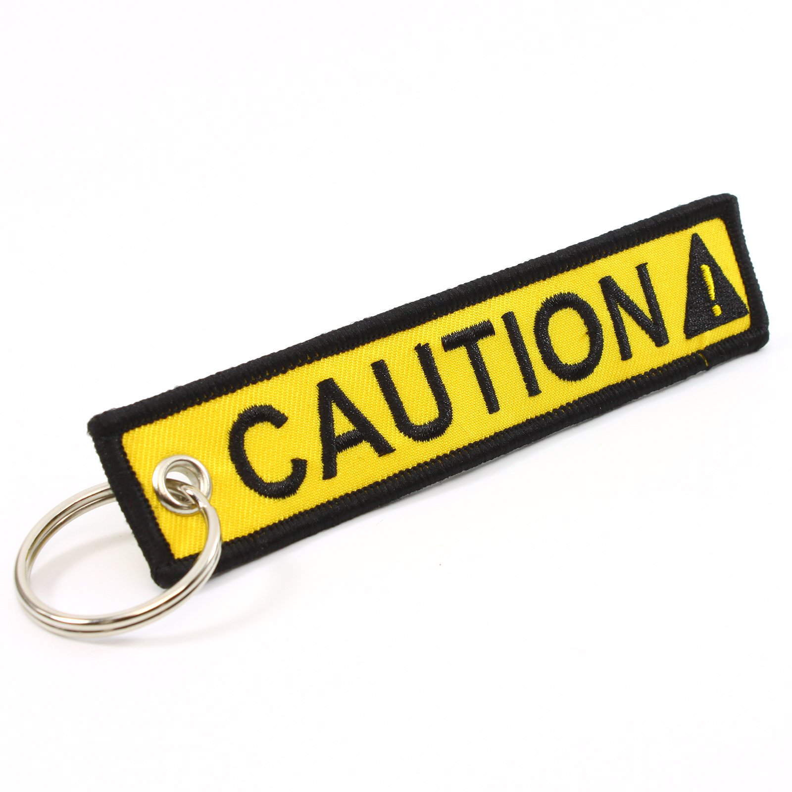 Rotary13B1 CAUTION Key Chain SAFETY Tag Yellow Black SIZE: 1in by 5in