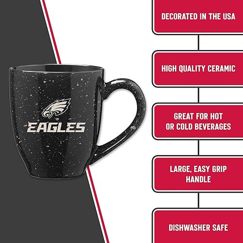 Miniatura 20 de Rico Industries, NFL Football - Taza de café de 16 oz de cerámica moteada, grabada con láser y de color de los equipos de fútbol americano de la NFL