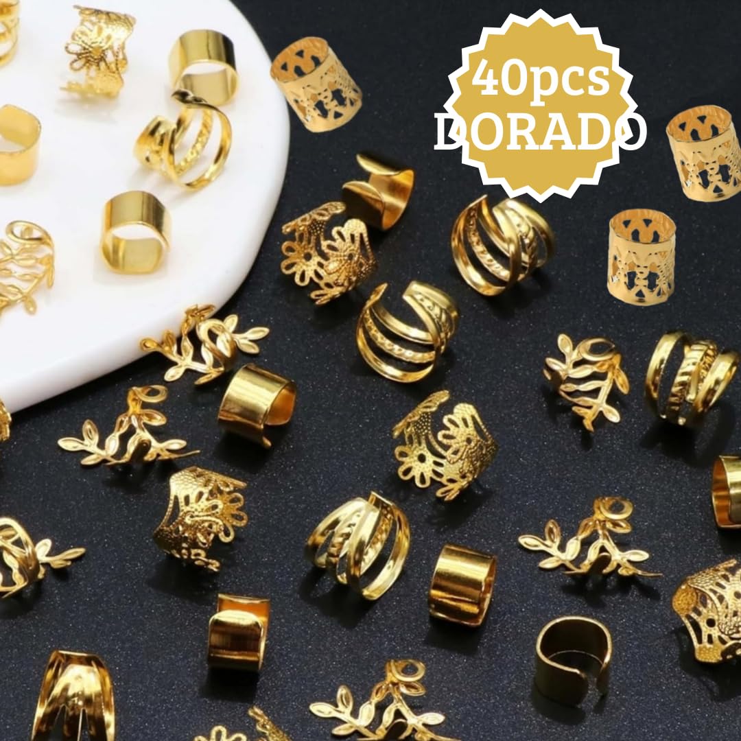 Pack of 80 Hair Accessories, 40 Silver and 40 Gold, Hair Accessories Braided, Dreadlocks, Long Hair and Hairstyles - Image 2