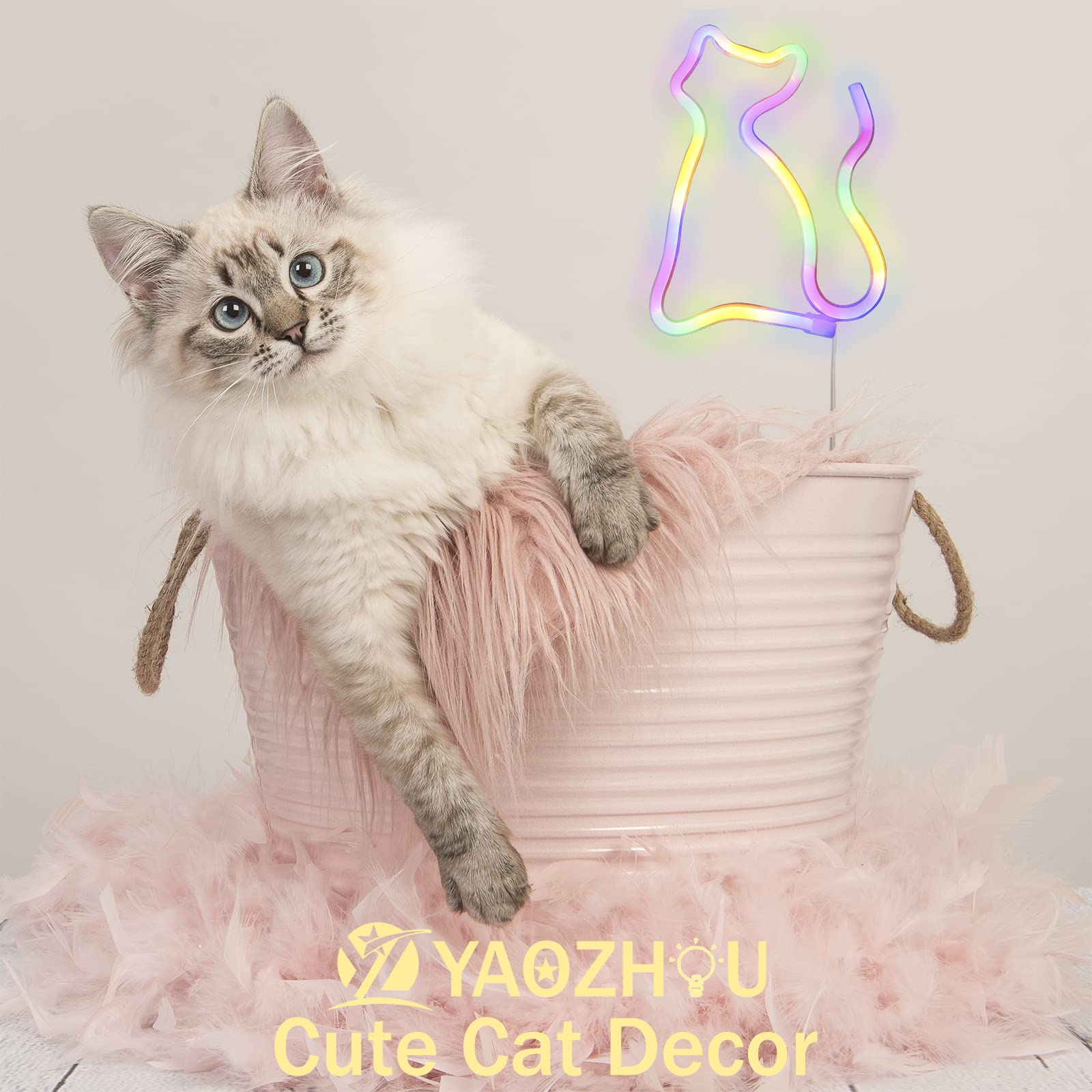 Amazon.co.jp: LED 猫 ネオンサイン ライト 壁装飾 電池式 USB操作 
