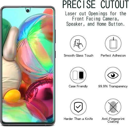 Miniatura 2 de KAREEN Paquete de 2 protectores de pantalla para Samsung Galaxy A71, A71 5G, A71 5G UW vidrio templado, compatible con lector de huellas dactilares,