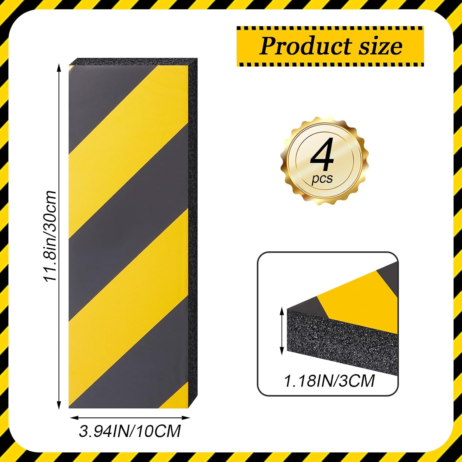 Pangda 4 Pack 1.18" Thick Garage Wall Protectors Car Door Bumper Guards with Reflective Strips NBR Foam Wall Bumper Guards Self Adhesive Padding for Garage Parking Warehouse Anti Collision