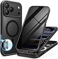 Vista 32 de BERFY Funda para iPhone Air, compatible con MagSafe, protector de pantalla de privacidad integrado y protección de cámara, cuerpo completo