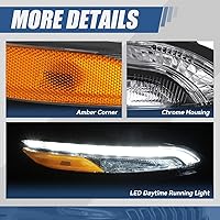Vista 4 de Auto Dynasty Conjunto de faros LED DRL compatibles con Jeep Cherokee 2014-2018, 4 pares de faros halógenos de repuesto con tira de luz