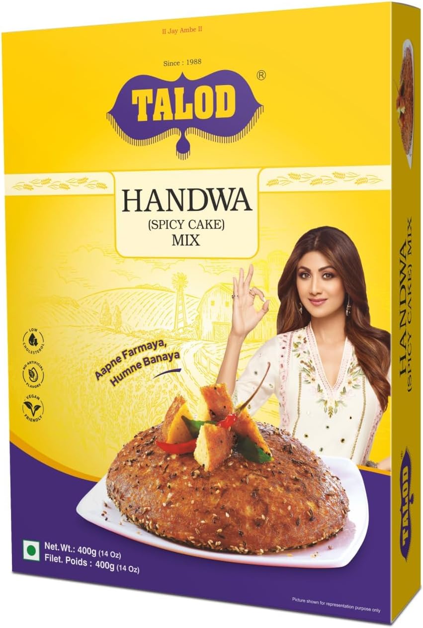 Talod Handwa Flour | Instant Gujarati Handvo Mix (Spicy Cake) | Easy & Quick Homemade Snack | 100% Vegetarian | Crispy Outside, Soft Inside Ready-to-Cook Traditional Quick Breakfast Premix - Pack of 2X400 gm