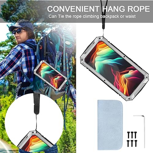 Miniatura 6 de Funda resistente para iPhone 15 Pro, resistente protección aluminio Stan de goma de metal de grado militar con protector de lente de cámara de