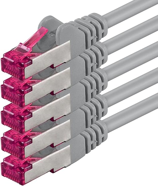 1aTTack.de 1m - grau - 5 Stück - Netzwerkkabel CAT6a (10Gb/s) S-FTP CAT 6a Lankabel - GHMT zertifiziert PIMF 500 MHz Cat5 Cat5e Cat6 Cat6a Cat7 für Switch, Router, Modem, Internet - 1