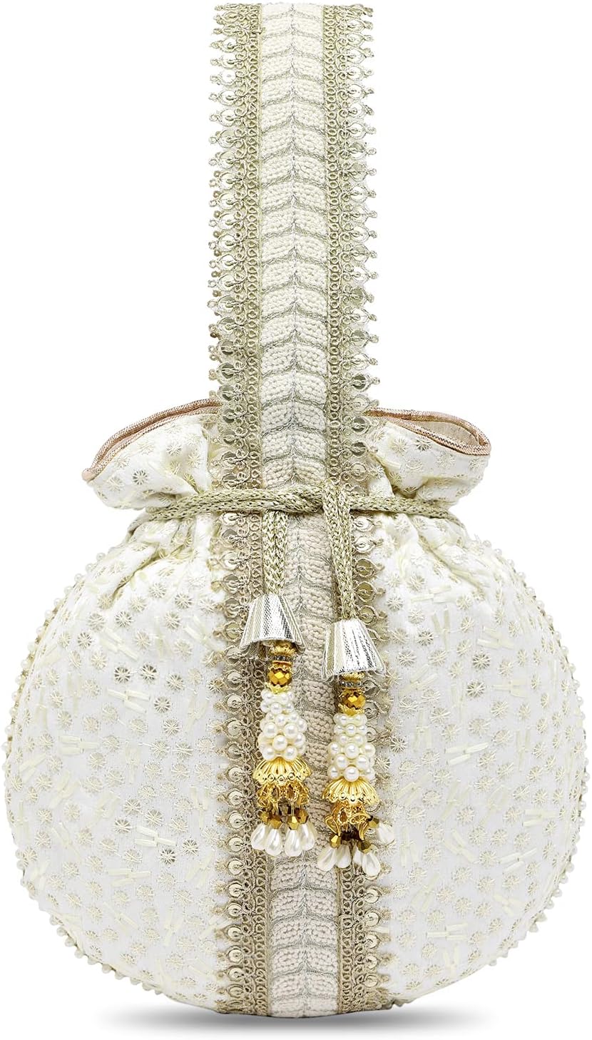 Aheli Potli Bags Gift for Women Evening Bag Clutch Ethnic Bride Purse with Drawstring