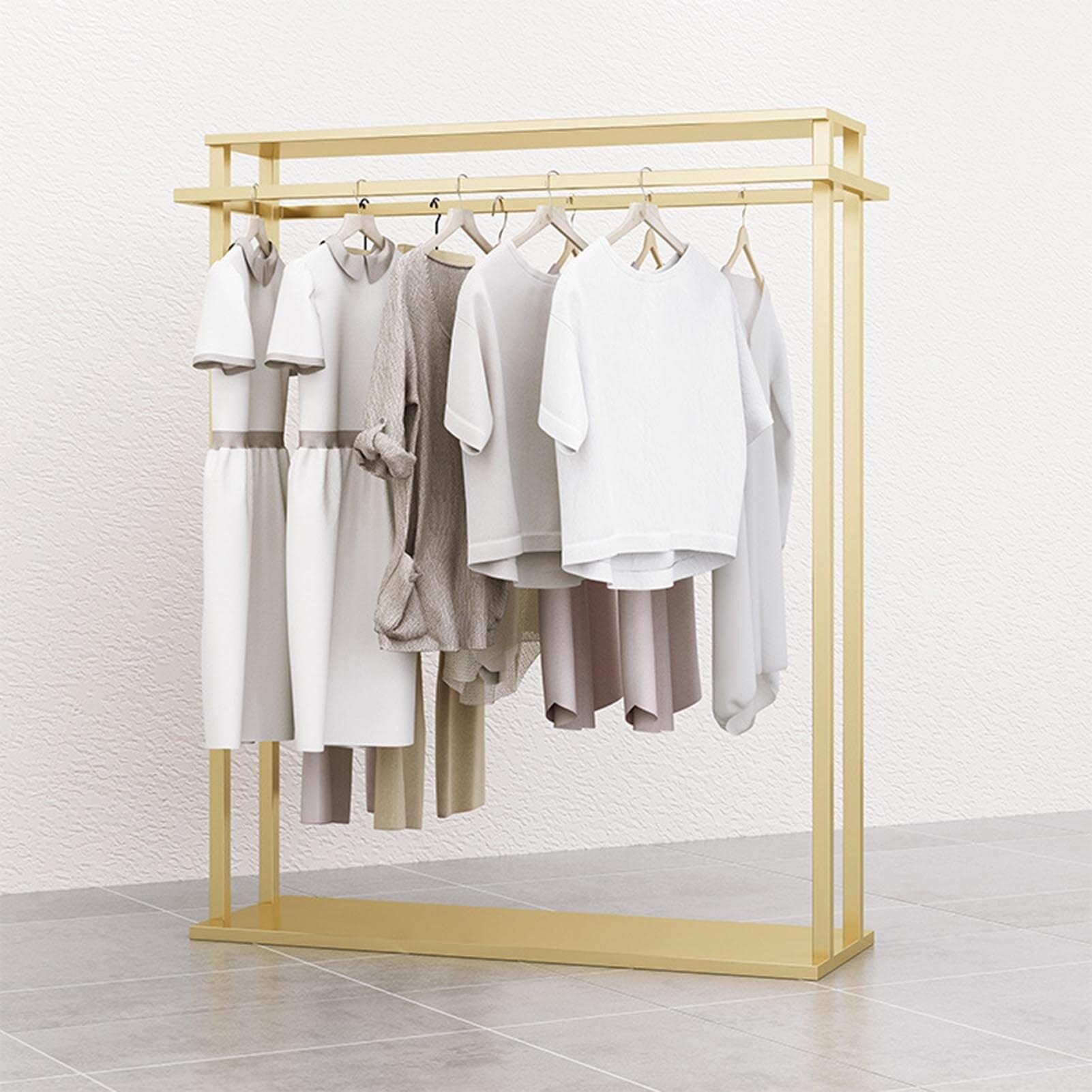 Scaffale nero resistente dell'indumento dell'abbigliamento del metallo con il doppio gancio di Rod per l'esposizione al minuto del negozio della boutique