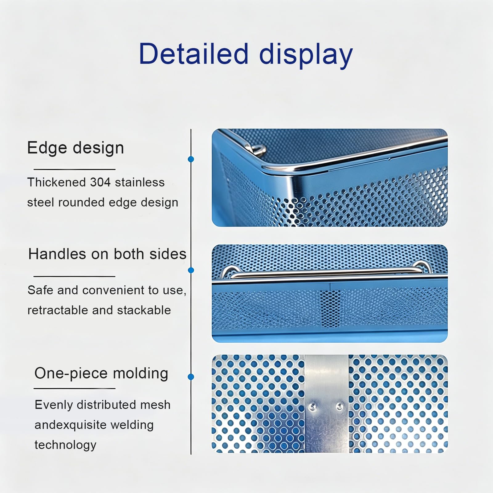 Cesta de esterilización, bandeja de malla de acero inoxidable 304 con tapa, diseño perforado de 2 mm para herramientas de instrumentos médicos de hospital y laboratorio