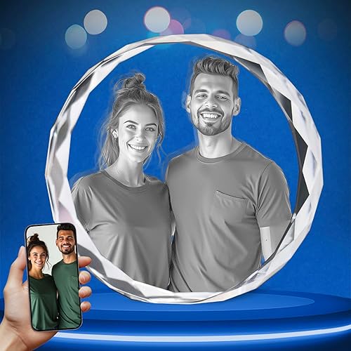 HAN'S LASER Foto de cristal 3D, regalos personalizados con tu propia foto para mujer, esposa, mamá, papá, novia, padre, marido, gran aniversario