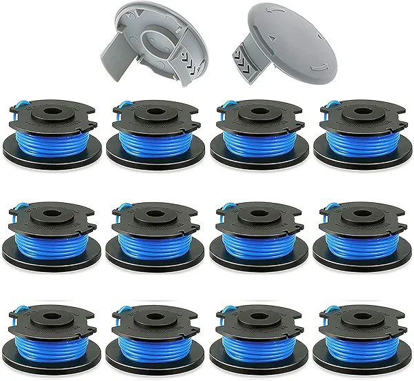 Replacement Spool for Ryobi Weed Wacker String, 0.065'' 11Ft Auto-Feed Line for Ryobi Weed Eater String Compatible with Ryobis AC14RL3A 18v, 24v, 40v Cordless Trimmers (12 Spools+2 Caps)