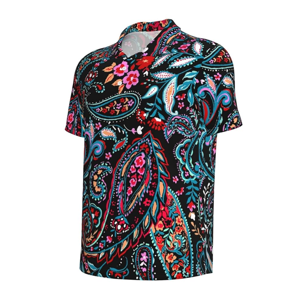 fr2ゴルフ Paisley Full Pattern Polo Shirt Mosytuky Paisley Print Golf Shirts for Men Dry Fit
