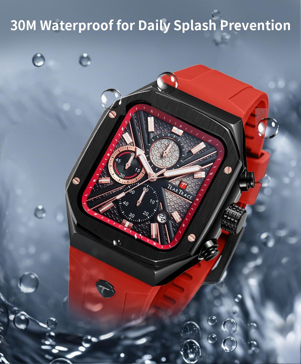 Rectangle Mens Watches Luminous Waterproof Luxury Dress Men's Wrist Watches Chronograph Analog Square Watch for Men with Silicon Strap - Image 5