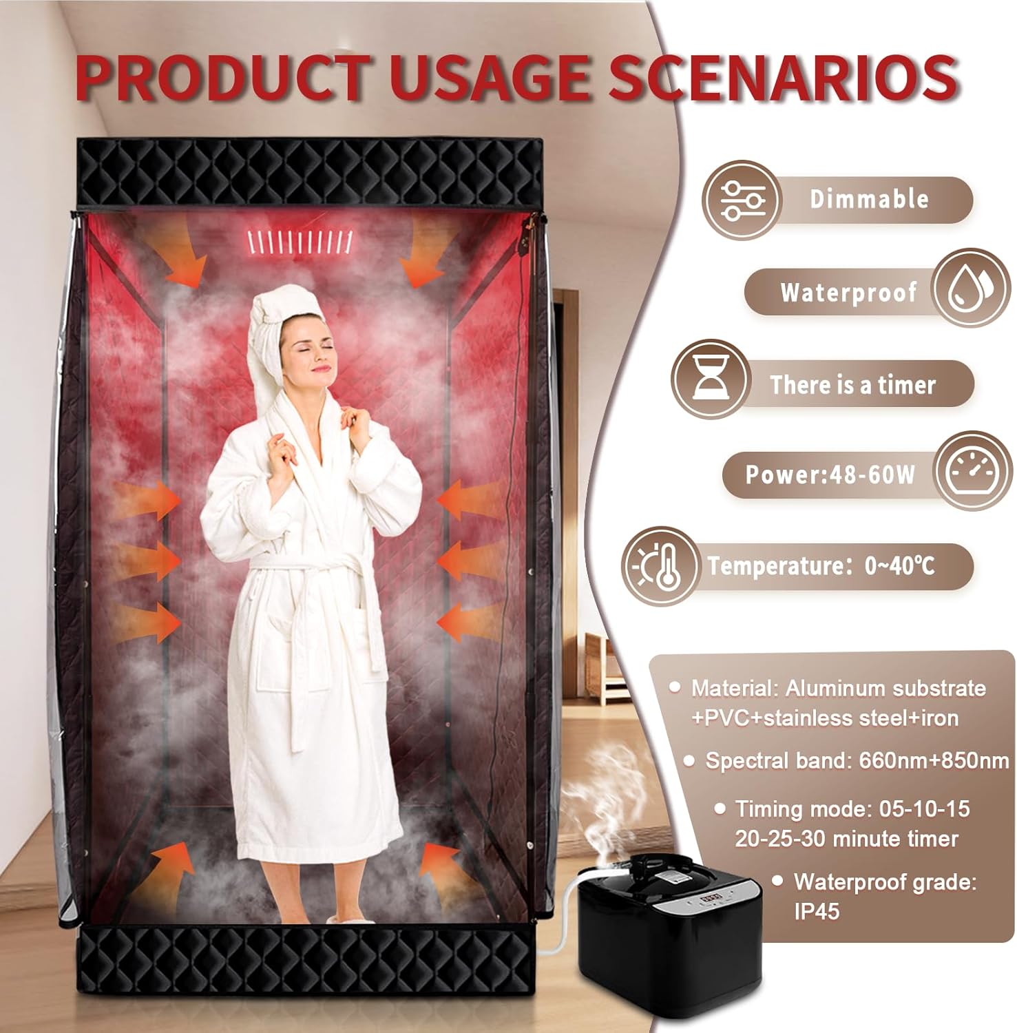 PEEKO Red Light Therapy for Body, Infrared Light Therapy Panel Lamp for Sauna Tnet, 660nm and 850nm Near Infrared LED Red Lights Therapy Device at Home for Face and Body - Image 6