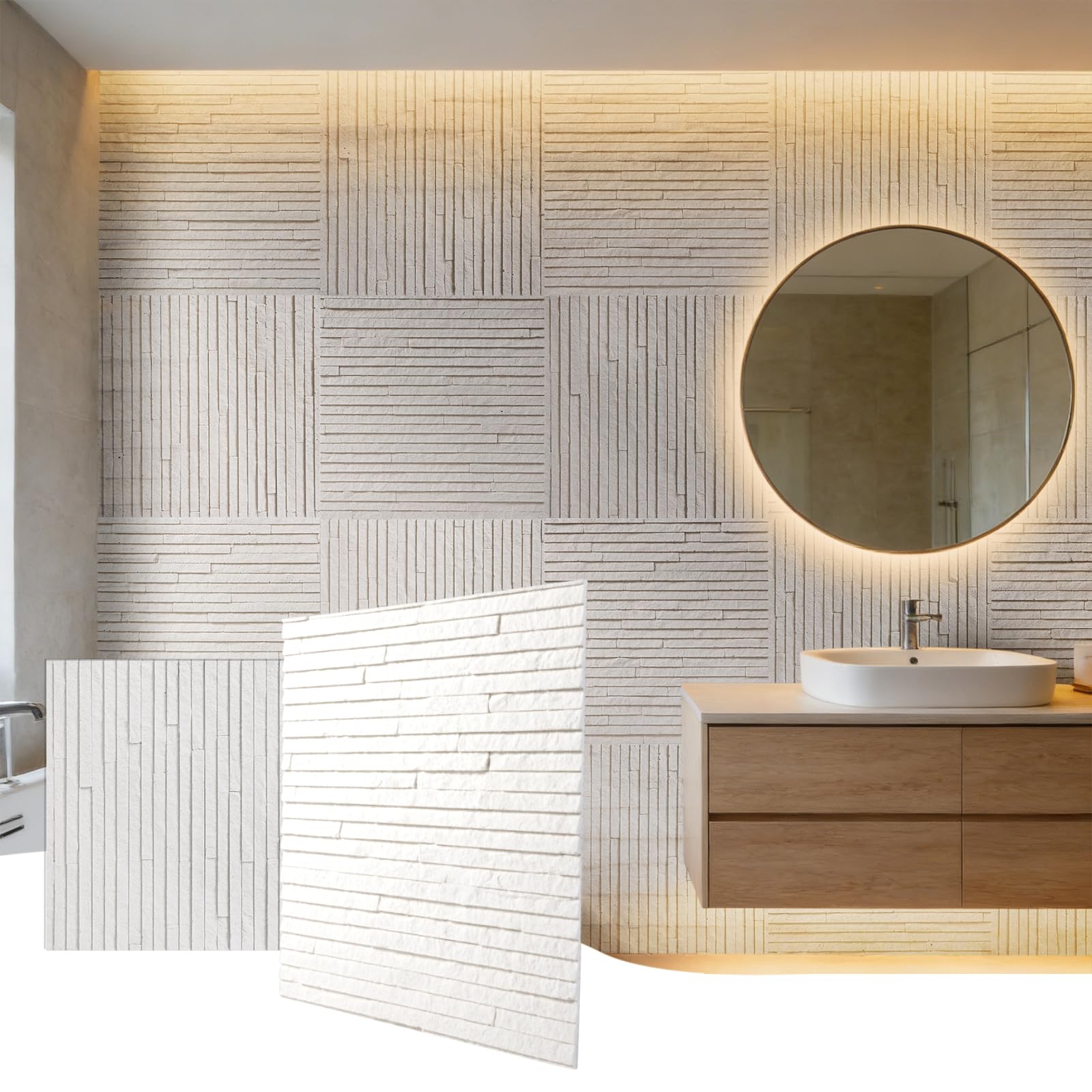 Amazon.com: Zoeteoz 2 Pcs 3D White Faux Stone Wall Panels, 11.8
