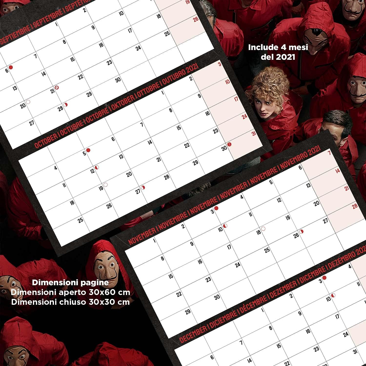 Grupo Erik Official Money Heist 2022 Wall Calendar, January 2022 - December 2022 Monthly Planner, Square Wall Calendar 2022, Family Planner Calendar 2022, Money Heist Calendar(Free Poster Included),Money Heist Black,12 inch x 12 inch,CP22040