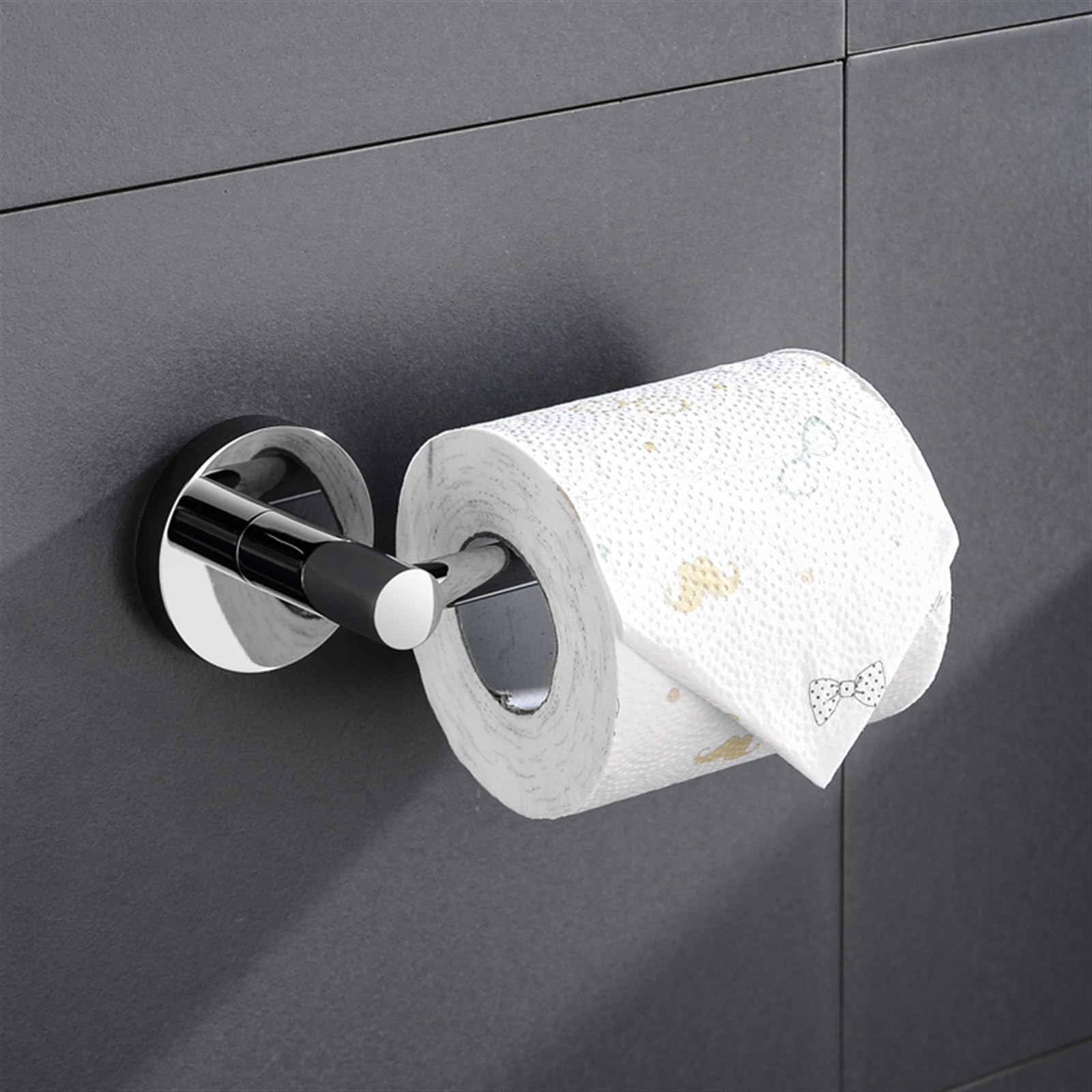 Stały uchwyt na papier toaletowy, Matte Black Stainless Steel Wall Mounted Toilet Paper Holder(1 Pcs)