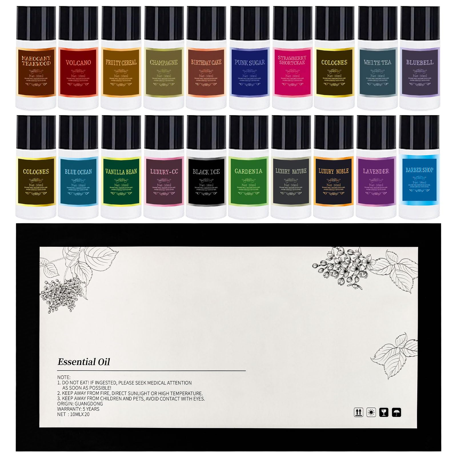 Recambio de ambientador de aire para coche, aceite de aromaterapia, 20 unidades, aceites esenciales, juego de fragancias mixtas para difusores de coche (no incluye difusor)