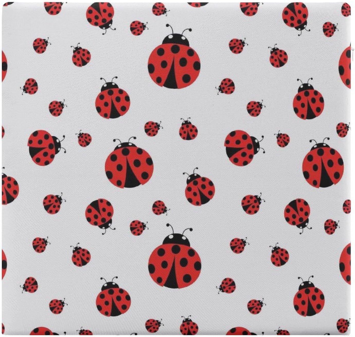 Chair Cushions Compatible with Ladybug Red Black Dots White for Dining Chairs, Comfy Square Memory Foam Seat Pad, Sofa Chair Stool Decor Cushion, Outdoor Patio Seat Cushions for Pressure Relief