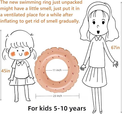 Miniatura 2 de Flotadores de piscina para niños de 5 a 10 años, tubos inflables con rayas simples, bonitos anillos de natación, flotadores, juguetes acuáticos para