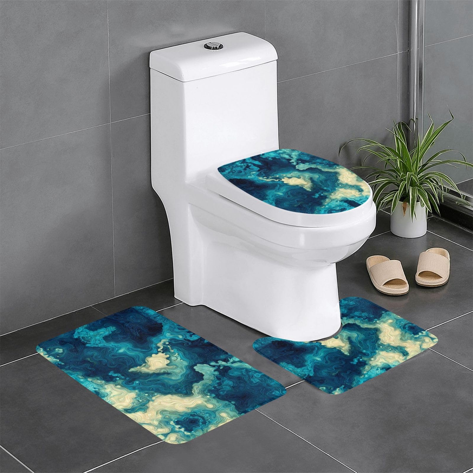 Tapis de salle de bain antidérapants avec motif abstrait absorbant et sécurisé