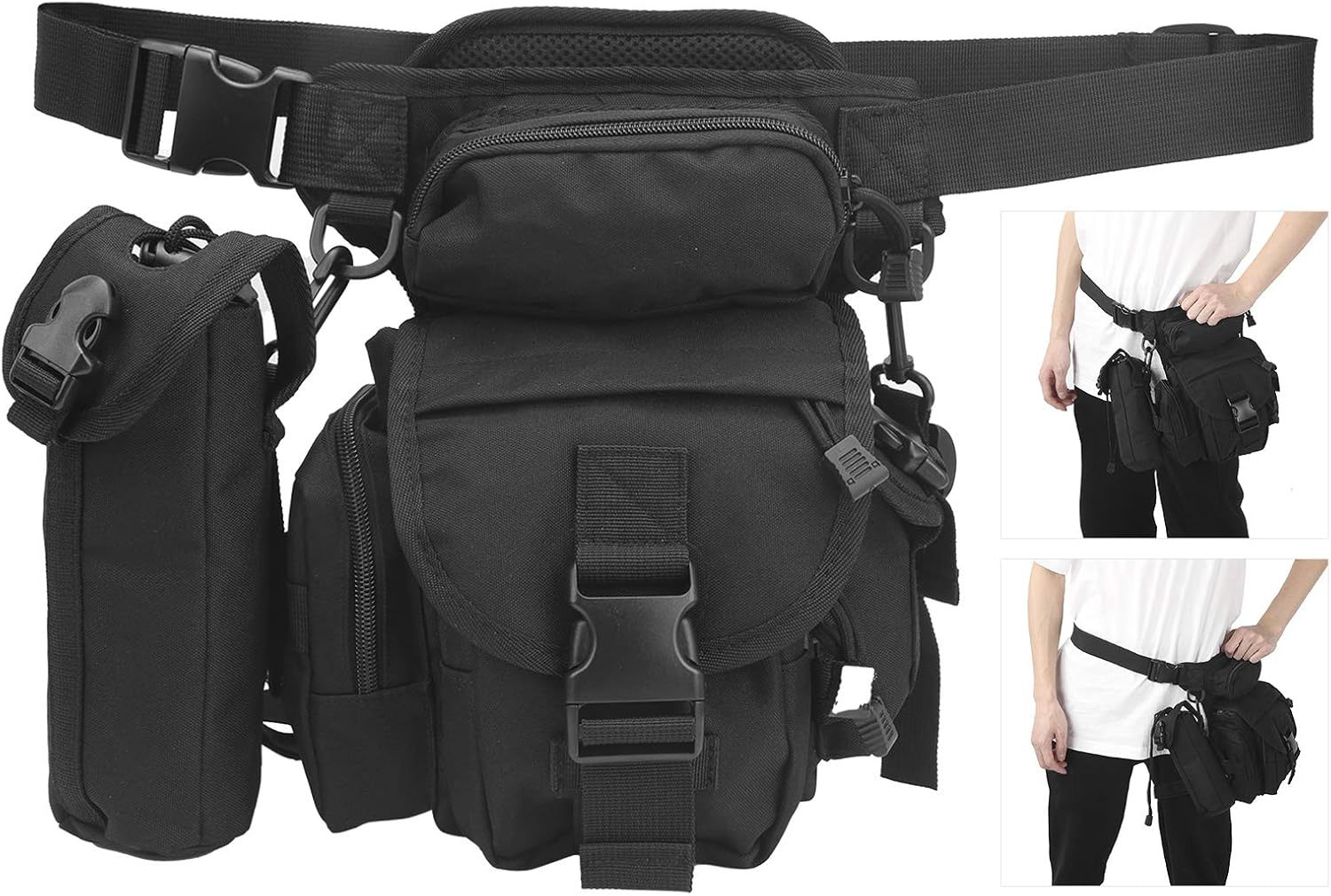 Drop Leg Bag Large Capacity Thigh Bag, Convertible Shoulder Backpack for Cycling Outdoor Camping, Durable Nylon Tactical Pouch with Multiple Compartments for Men and