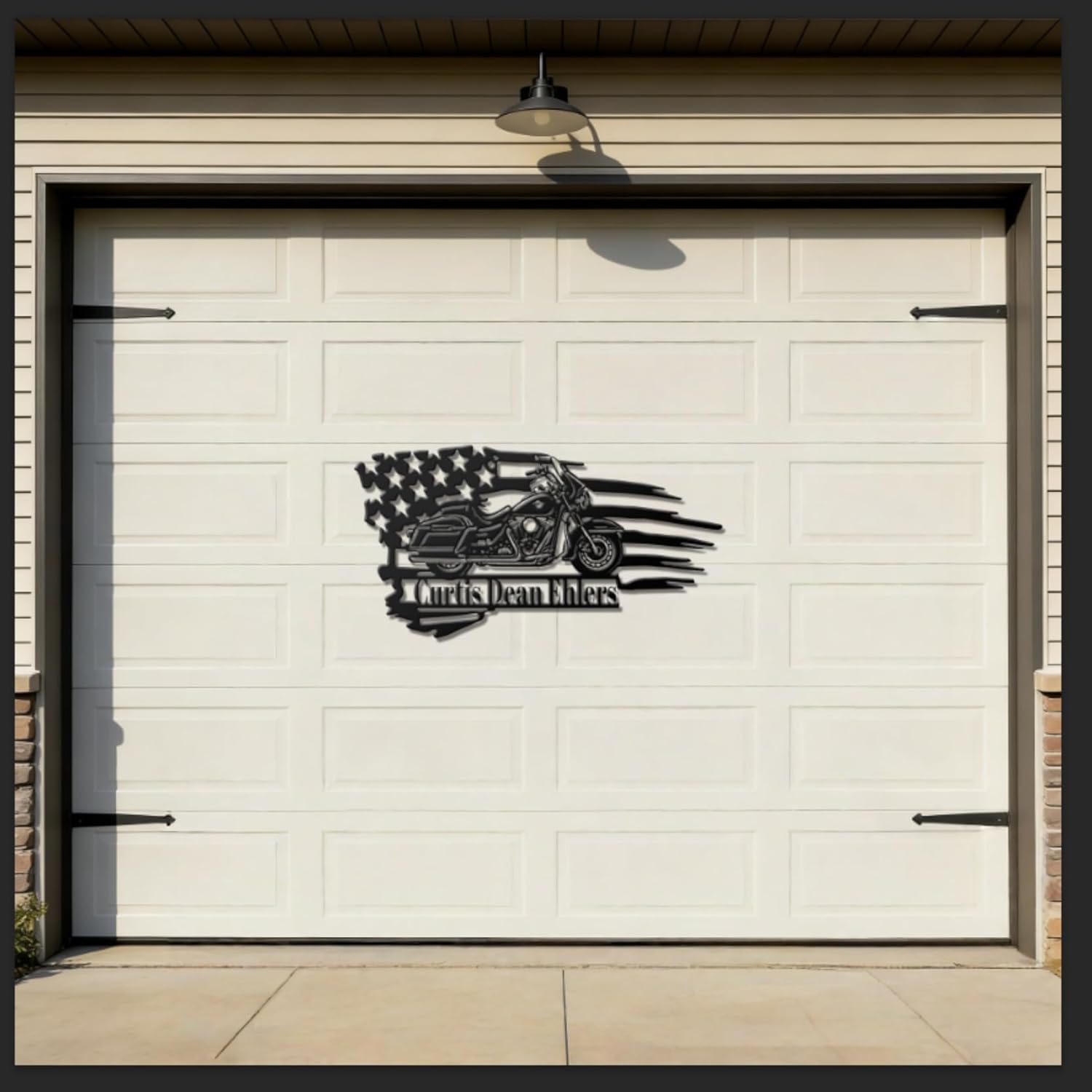 Custom US Flag Motorcycle Metal Sign,Personalized Dirt Bike Wall Decor,Customized Motorcycle Garage Name Sign,Patio Signs and Decor Outdoor,Housewarming Gifts