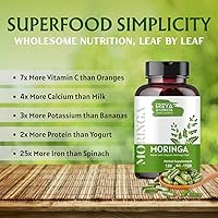 Vista 8 de Cápsula de Moringa de 1000 mg (120 cápsulas), cápsulas de polvo de moringa hechas de polvo de hoja de moringa orgánica Nutrición integral sin OMG